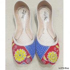 K-079-Blue Leather Khusaa Shoes 
