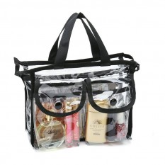Multi Purpose Cosmetic PVC Plastic Bag Organizer Storage Jewellery Vanity Box Makeup Kit Transparent Handbag Cosmetic Bag Cosmetic Organizer Medium Make Up Artist Set Bag Cosmetic Storage Bag Travel Make Up Kits Organizer Toiletry Organizer Bag (Black)